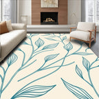 Teal Botanical Leaf Design Rug
