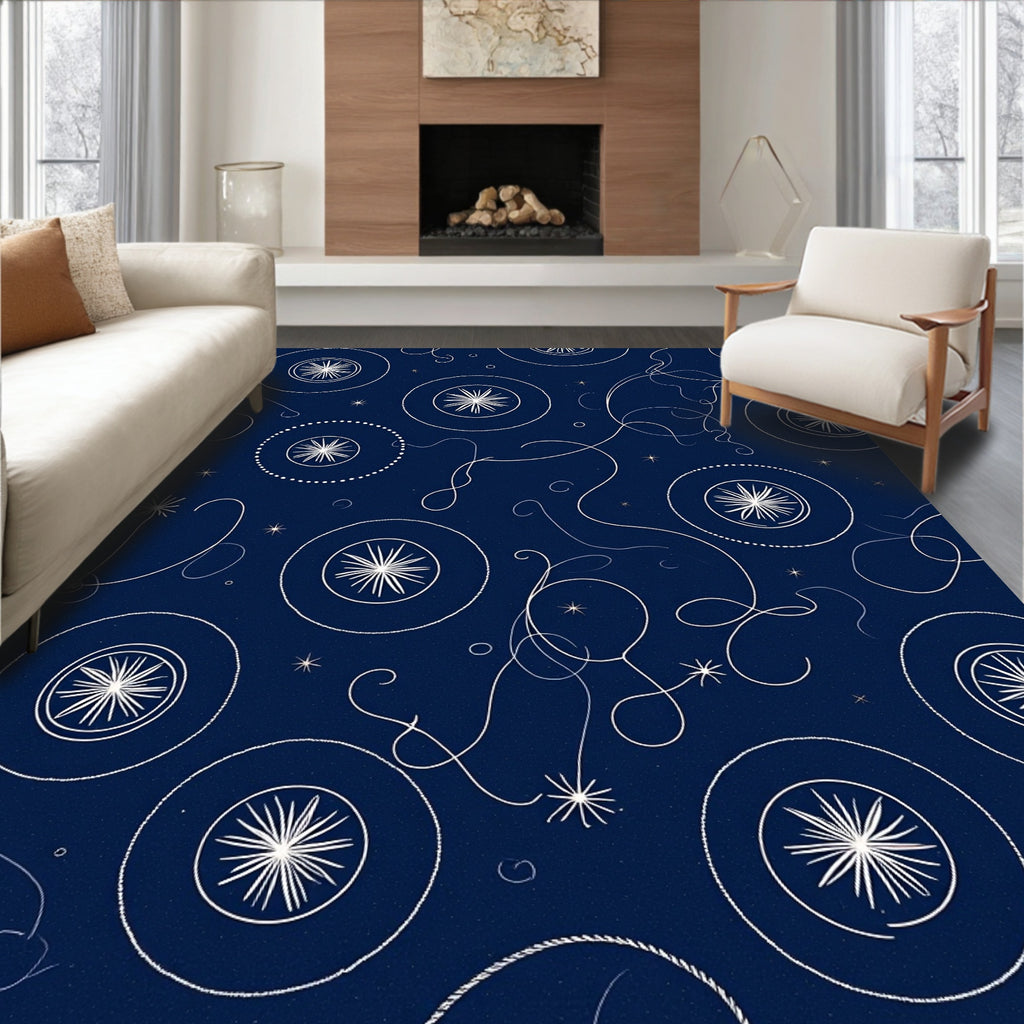 Cosmic Whimsical Starbursts And Swirls Rug