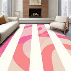 Abstract Pink Curvy Stripes Design Rug