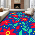 Bold Red Floral Pattern Rug