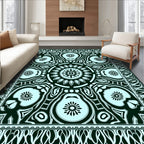 Ornate Dark Floral Mandala Design Rug