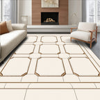 Subtle Gold Cream Grid Pattern Rug