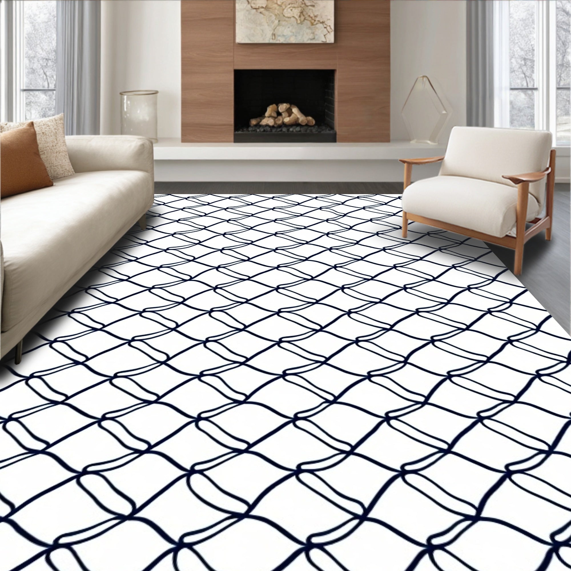 Interlocking Net Pattern Design Rug
