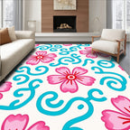 Pink Floral Swirls Pattern Rug