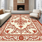 Classic Red Cream Floral Motif Rug