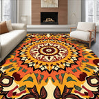 Vibrant Earth Tones Mandala Pattern Rug