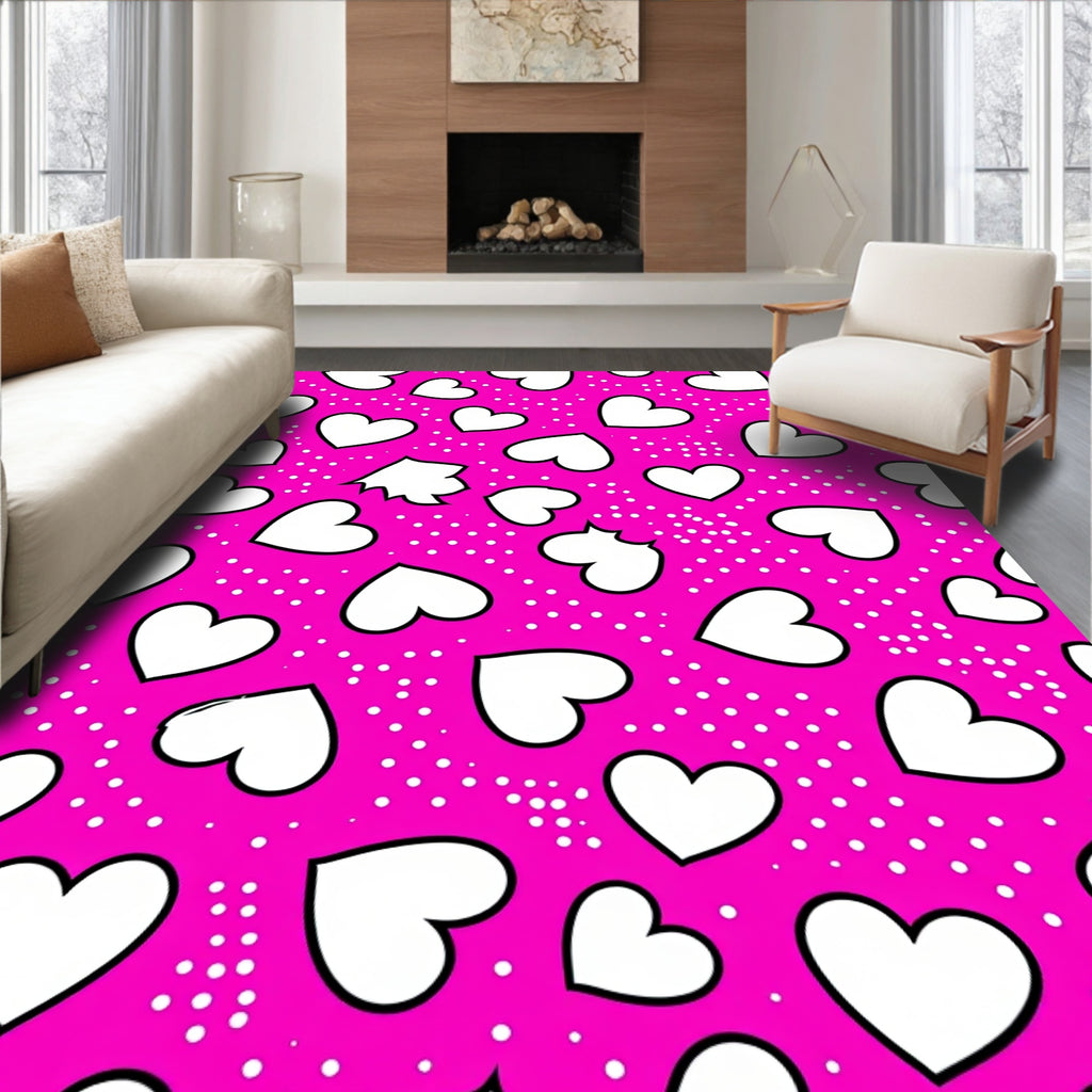 Hot Pink Heart Patterned Joy Rug