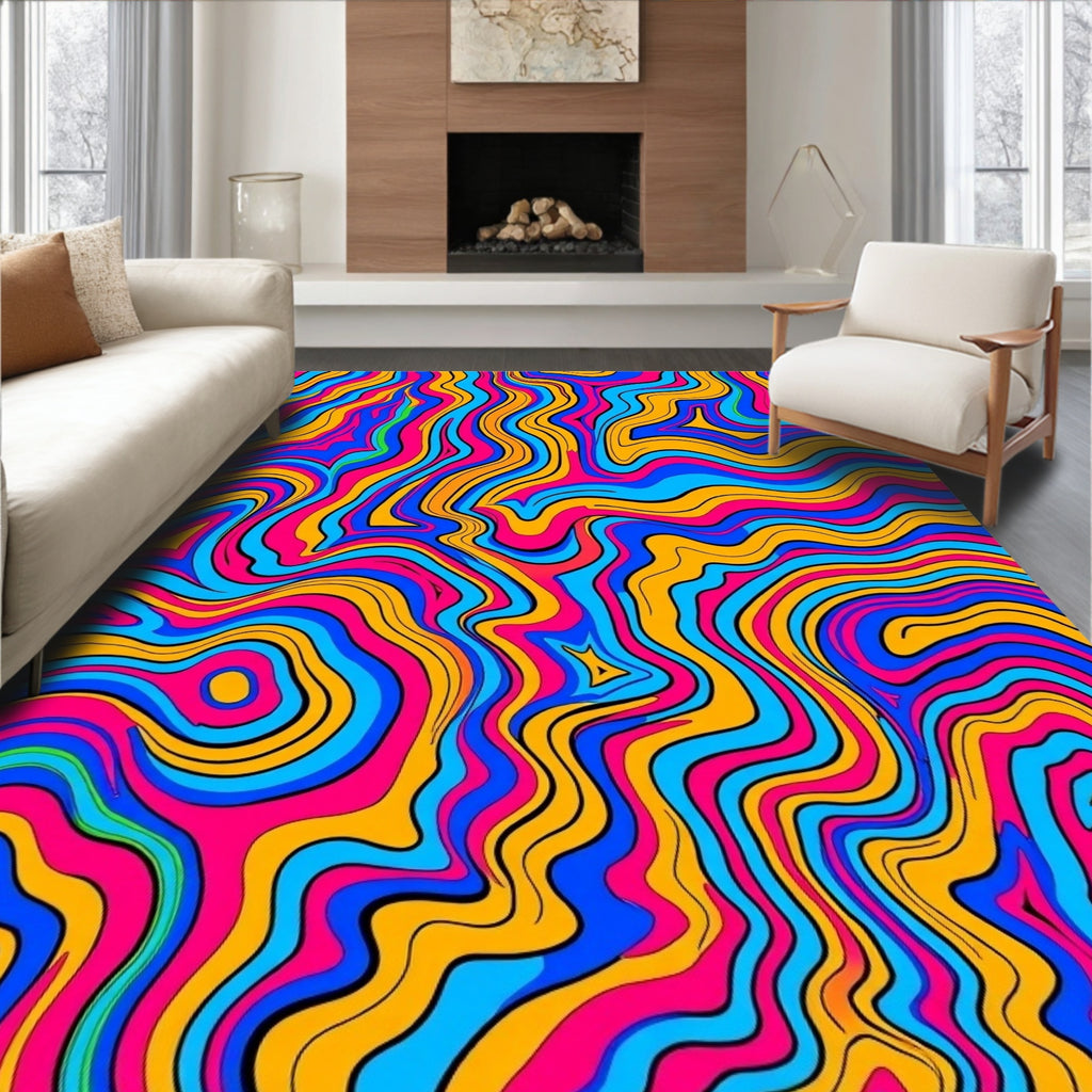 Vibrant Swirl Psychedelic Pattern Rug
