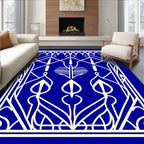 Elegant Ivory Floral Geometric Art Deco Rug