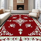 Elegant Red Floral Scroll Design Rug