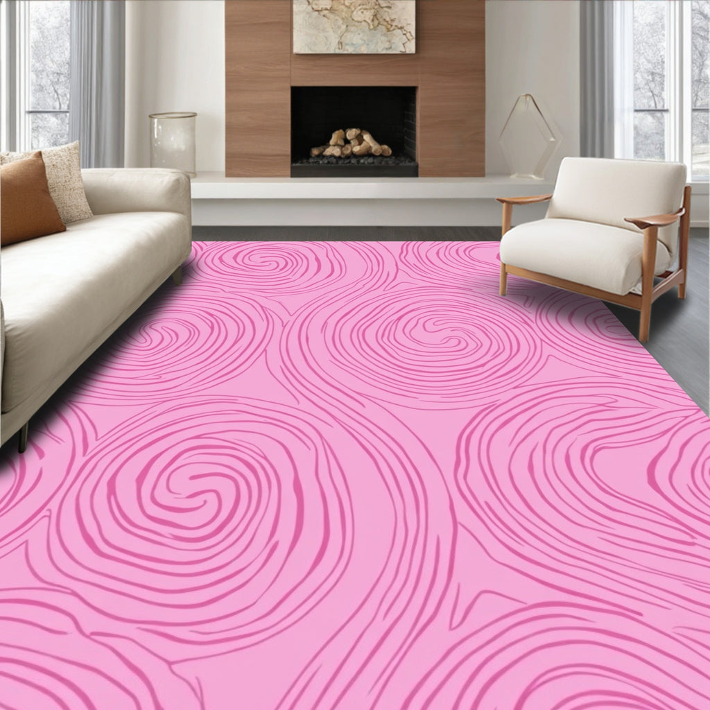 Pink Swirl Pattern Design Rug