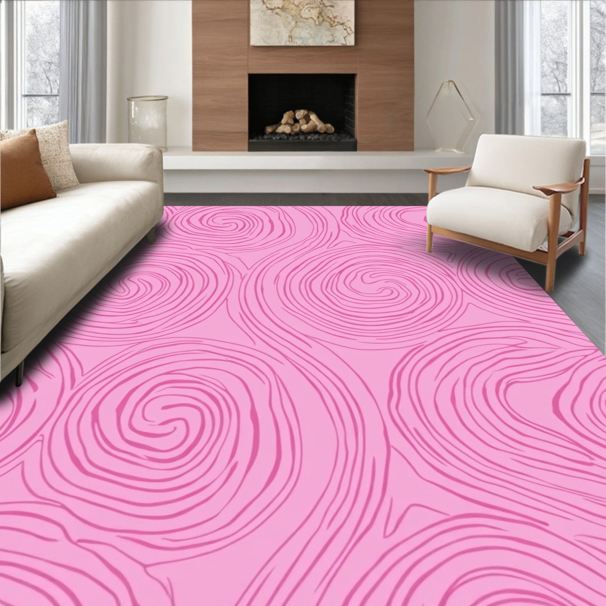 Pink Swirl Pattern Design Rug