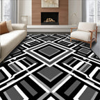 Monochrome Geometric Diamond Pattern Rug