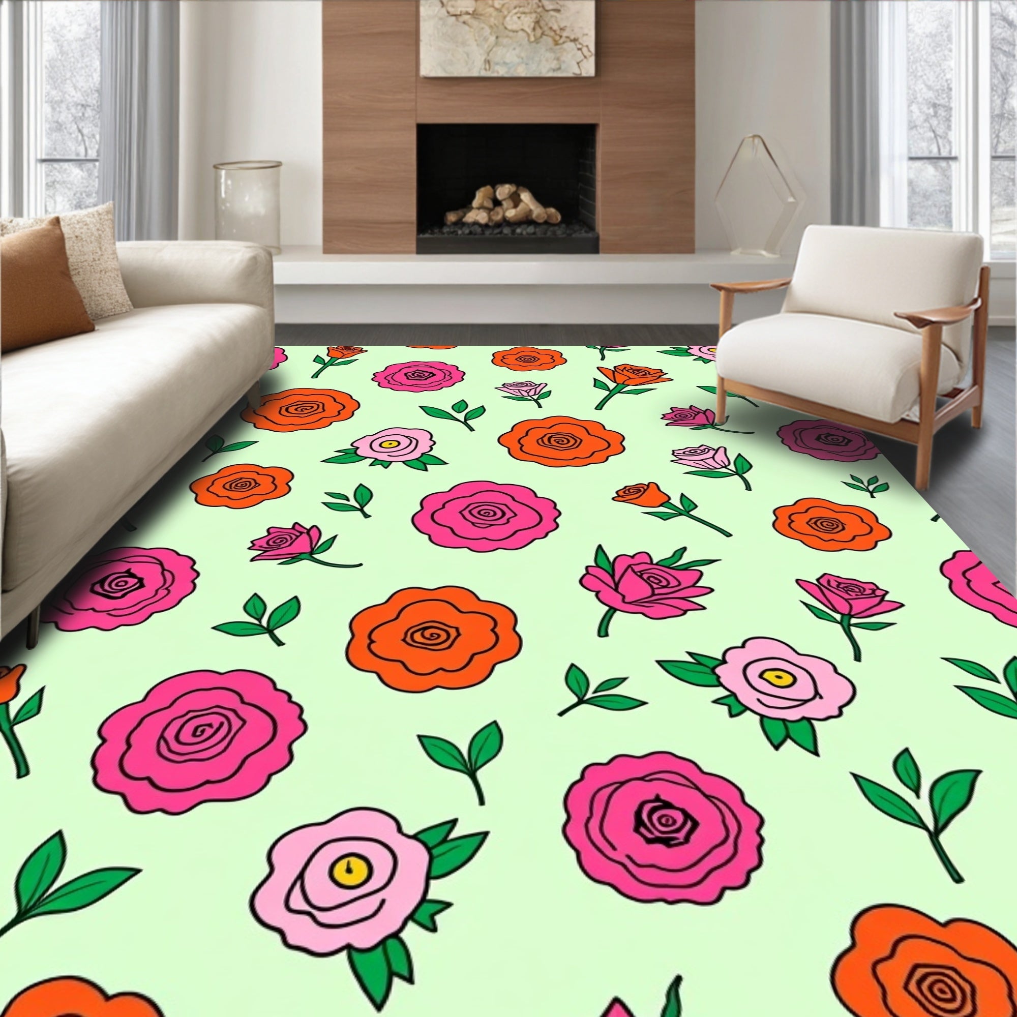 Floral Rose Pattern Delight Rug