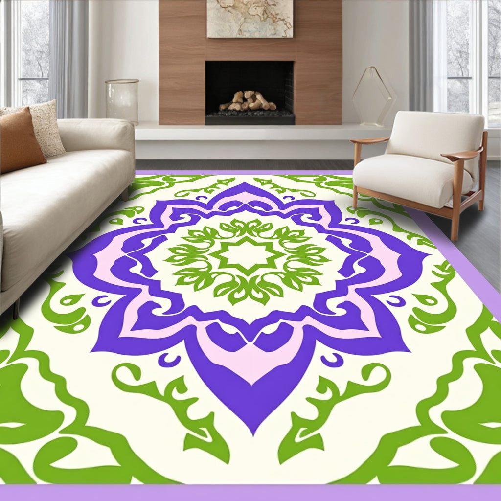Bold Floral Mandala Design Rug