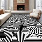 Bold Geometric Maze Pattern Design Rug