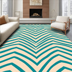Abstract Teal Stripe Pattern Rug