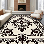 Classic Black Cream Ornamental Scroll Rug