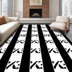 Abstract Black White Stripe Pattern Rug
