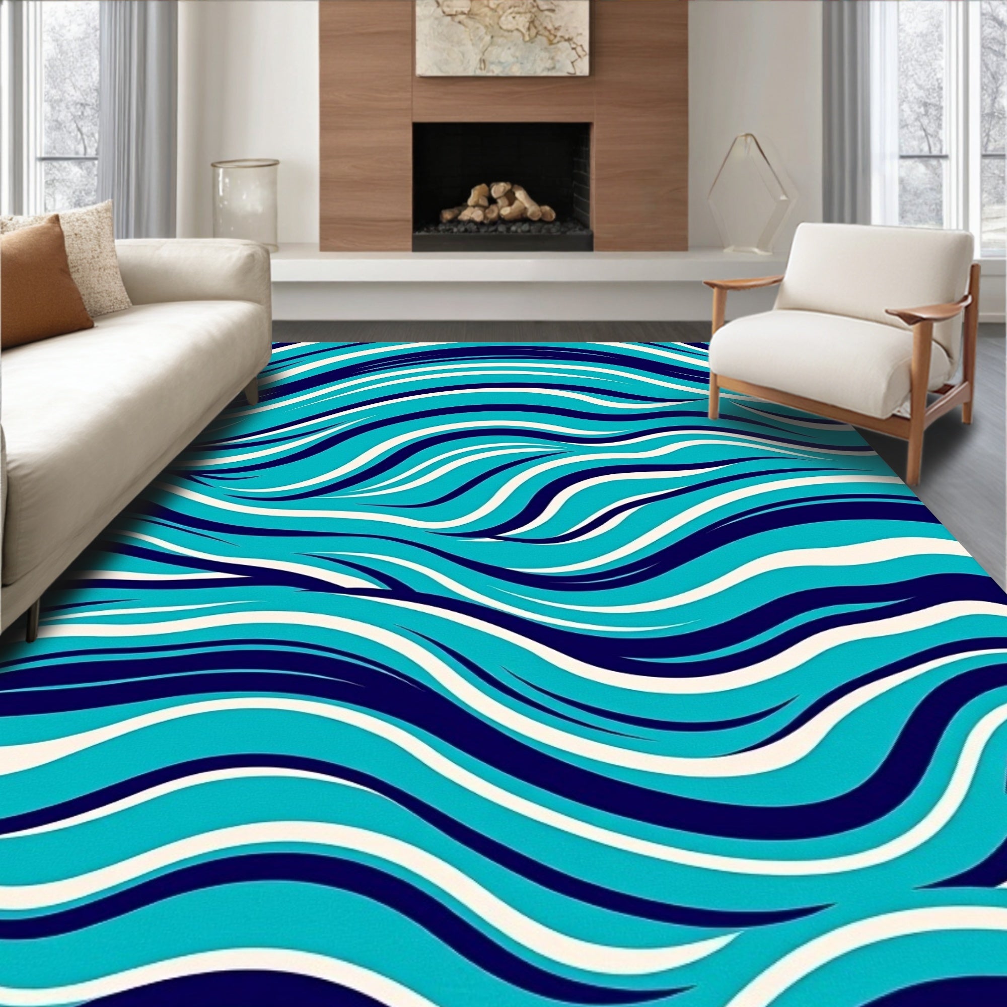 Ocean Wave Pattern Rug