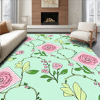 Pink Rose Vine Pattern Rug
