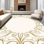 Elegant Gold Swirl Filigree Design Rug