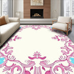 Ornate Floral Vine Pink Pattern Rug