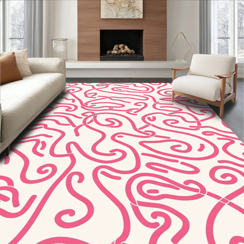 Abstract Pink Swirl Pattern Rug