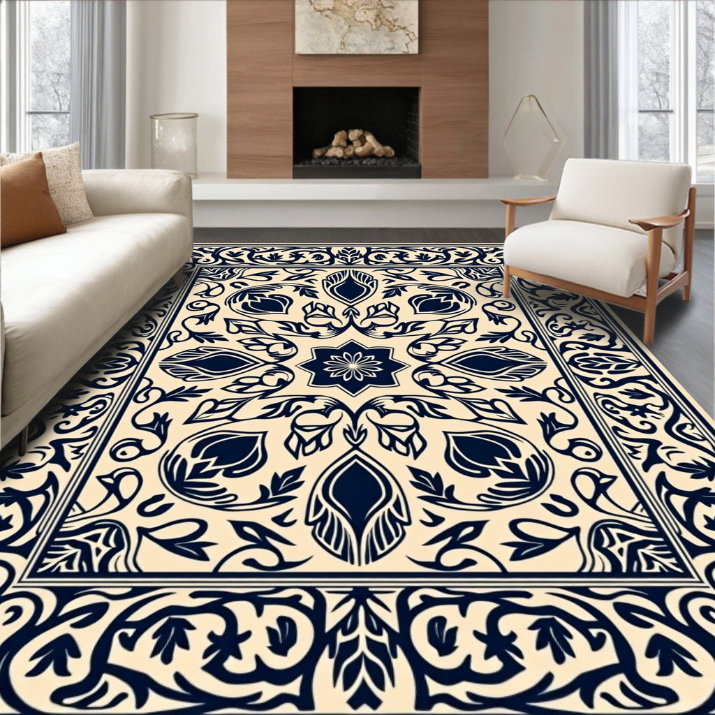 Classic Floral Border Inlay Rug