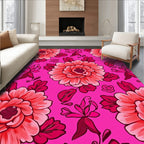Bold Pink Floral Pattern Rug