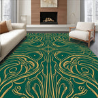 Art Nouveau Gold Emerald Swirl Design Rug