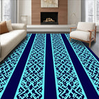 Blue Geometric Striped Pattern Rug