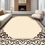 Elegant Black Scrollwork Decorative Frame Rug