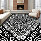 Bold Black White Tribal Diamond Design Rug