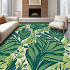Lush Green Leafy Botanical Pattern Rug