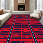 Bold Red Abstract Geometric Lines Rug