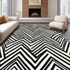 Black White Abstract Zigzag Pattern Rug