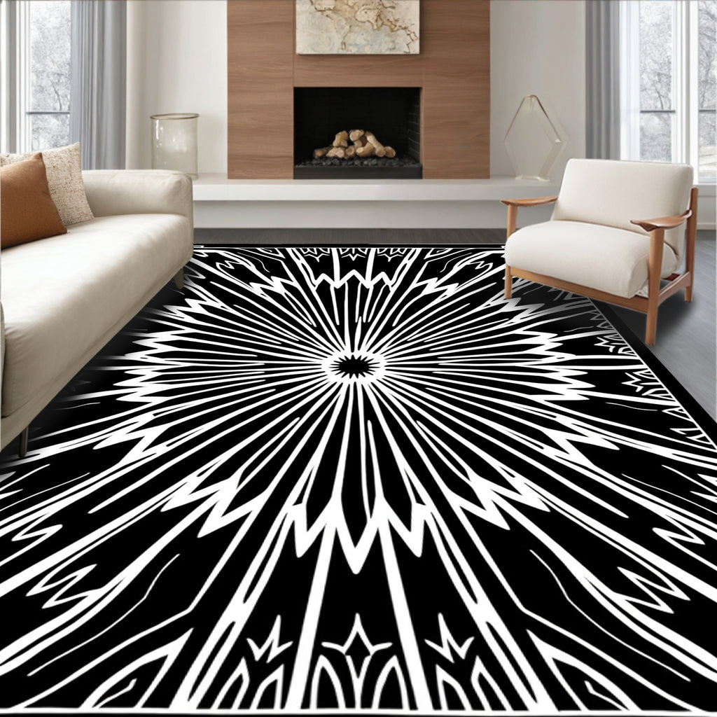 Radiant Sunburst Starburst Pattern Rug