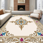 Ornate Gold Floral Centerpiece Rug