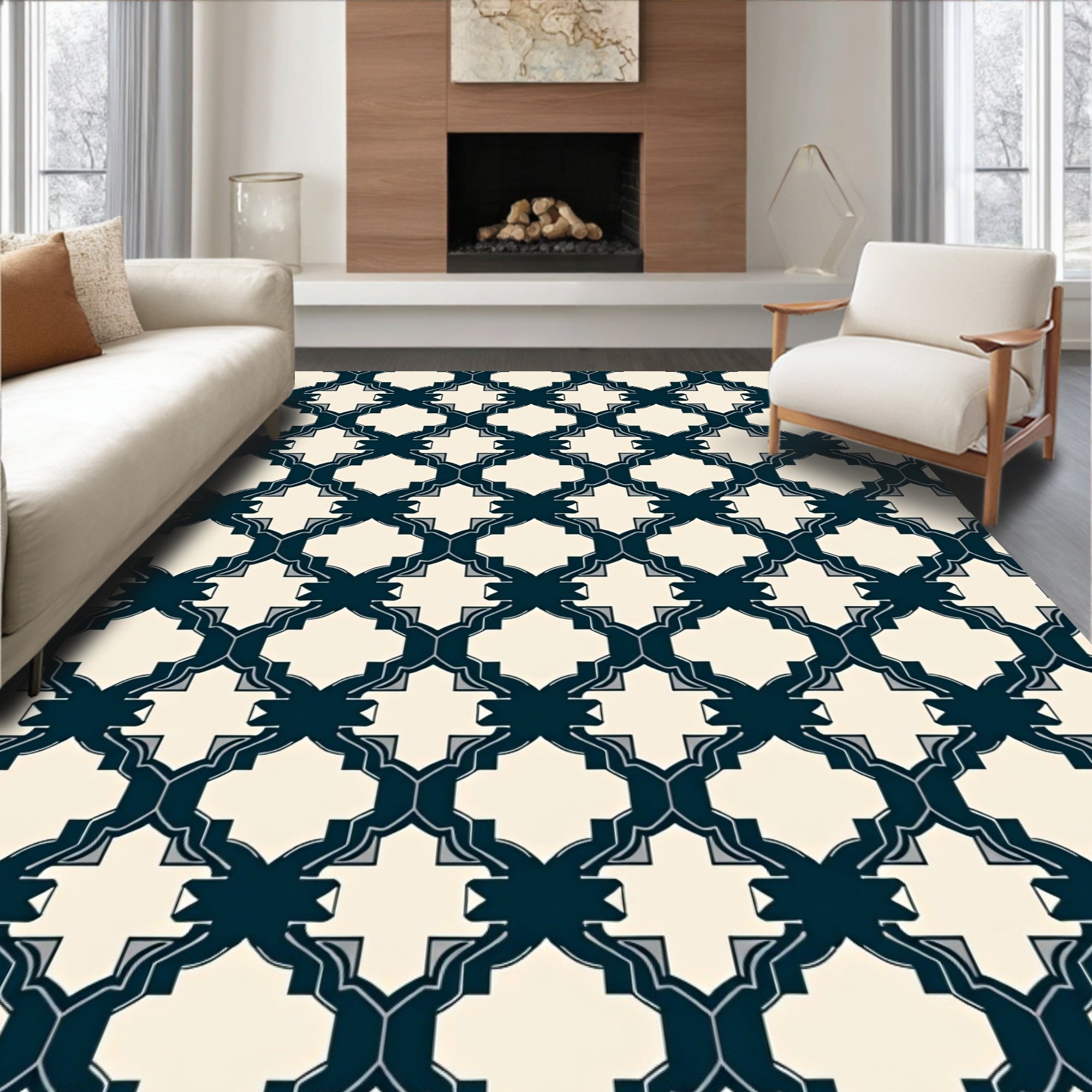 Classic Quatrefoil Lattice Design Rug