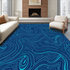Abstract Swirls Triangles Deep Blue Rug