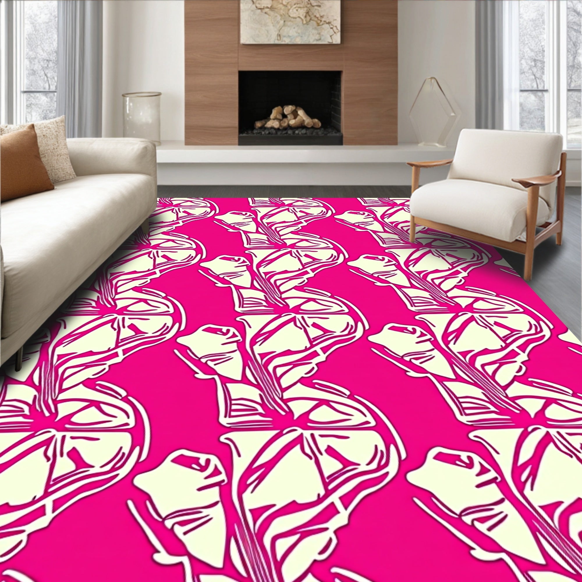 Vibrant Pink Abstract Organic Repetition Rug