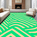 Bright Green Wavy Stripe Pattern Rug