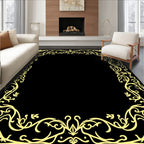 Ornate Yellow Flourish Border Design Rug