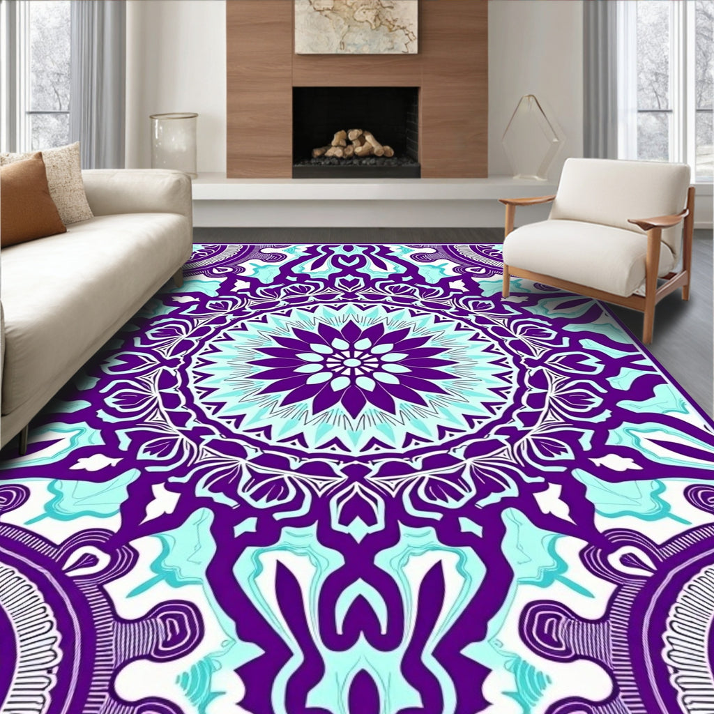 Intricate Mandala Patterned Violet Rug
