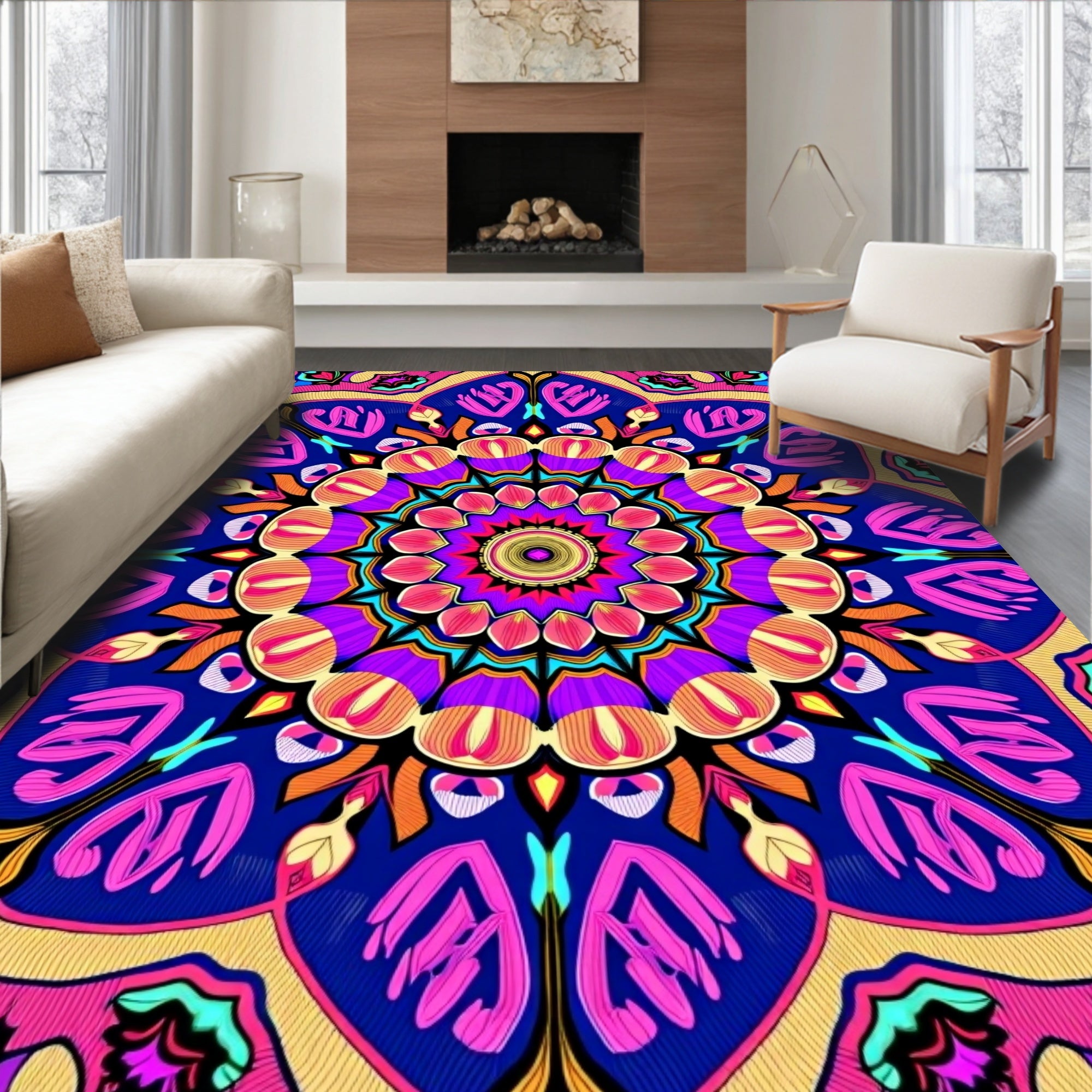 Vibrant Abstract Mandala Pattern Rug