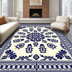 Ornate Blue Central Mandala Pattern Rug