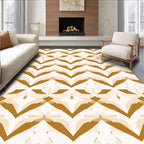 Golden Abstract Geometric Overlay Pattern Rug