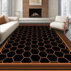 Geometric Honeycomb Inlay Rug