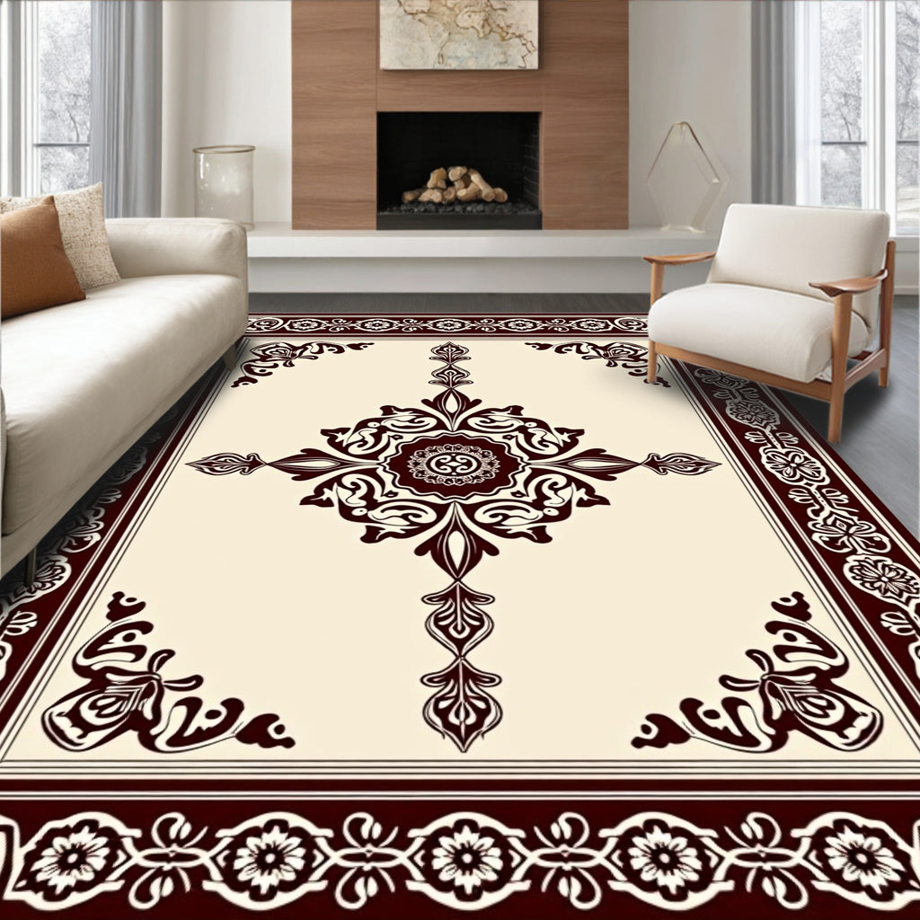 Elegant Floral Medallion Mandala Pattern Rug